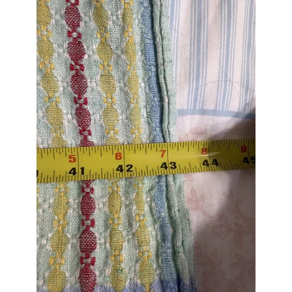 Vintage Pastel Soft Woven Tablecloth With 6 Napkins Summer Colors 60